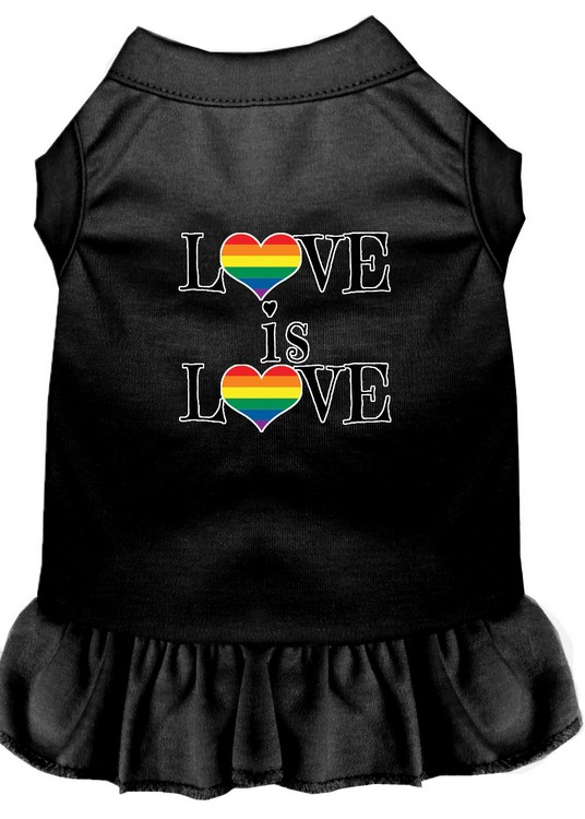 Love is Love Screen Print Dog Dress Black Med